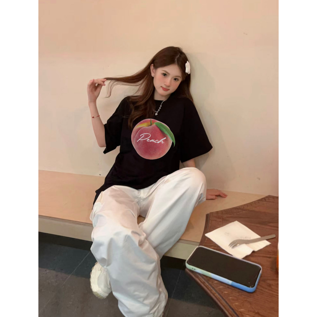 Áo thun nữ tay lỡ hình quả đào orm rộng đẹp chất vải cotton mềm mại local brand Miucho Brand ATD086 in graphic_thumbnail_5