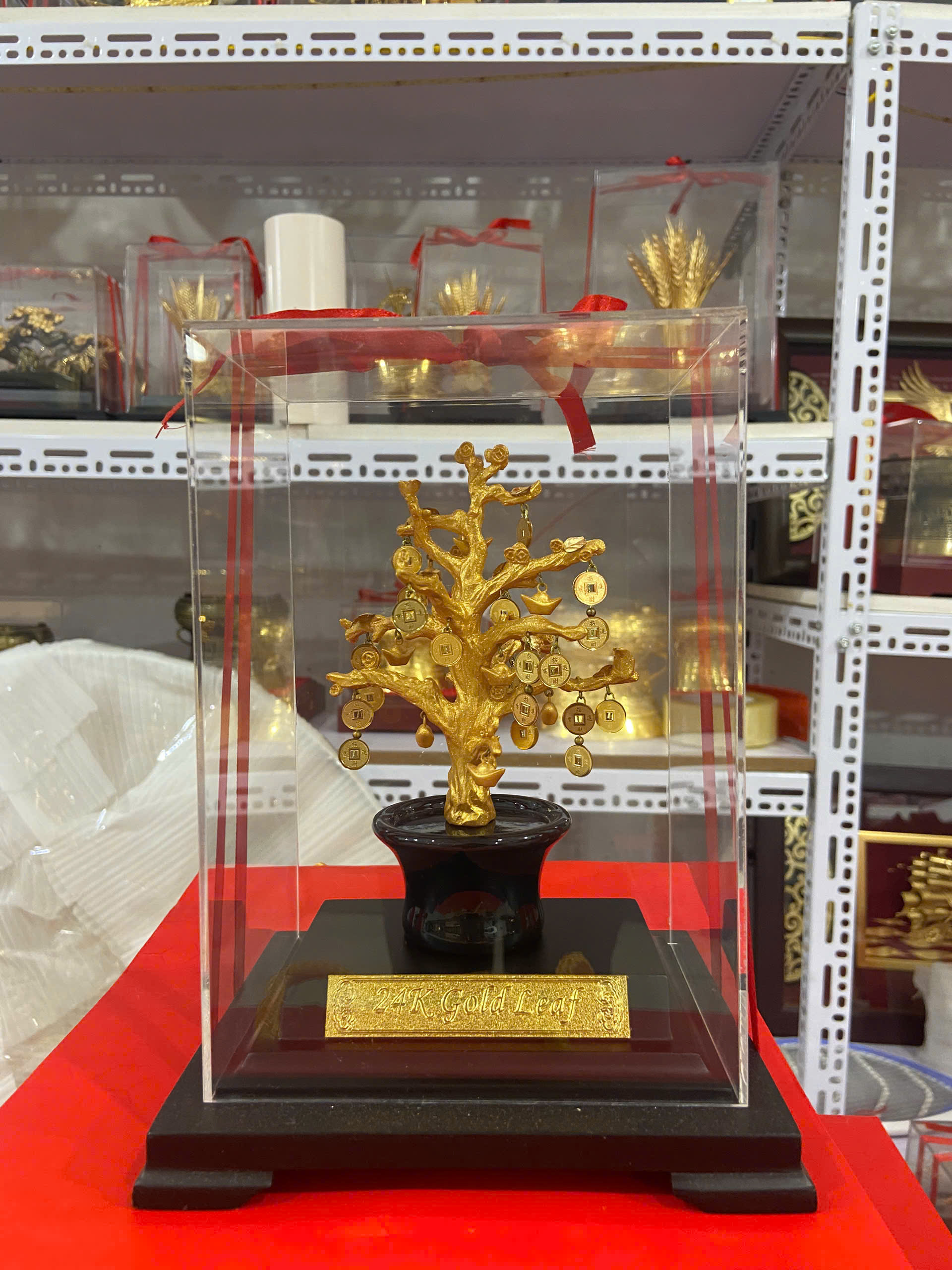 Chậu Cây Tài Lộc Phong Thủy mạ  Vàng 24k 17x14x22cm     _thumbnail_2