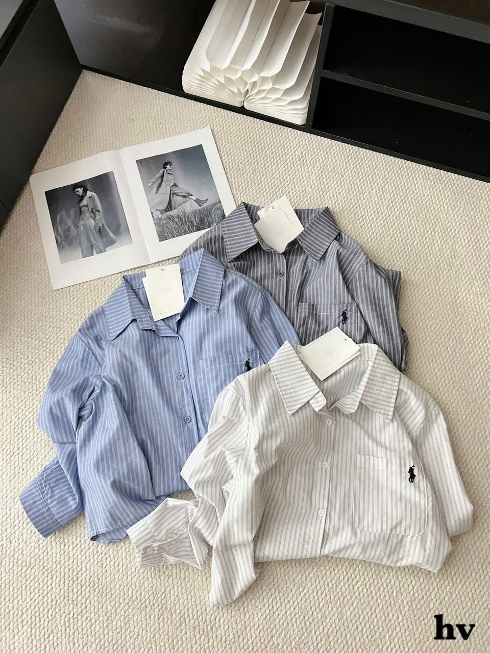 Áo somi tay dài phối sọc ( XANH )_thumbnail_5