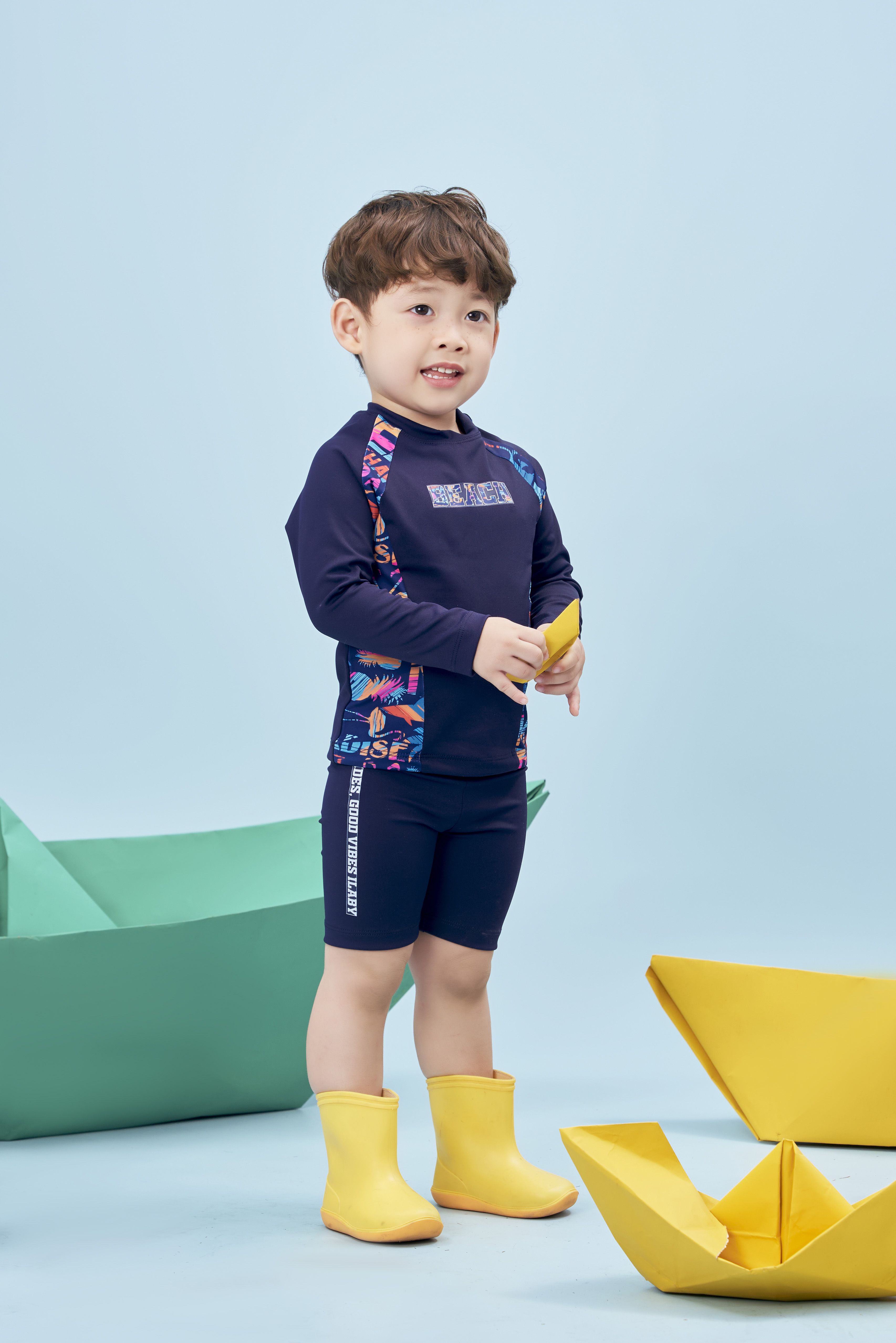 Bộ bơi rời áo phối hoạ tiết sườn