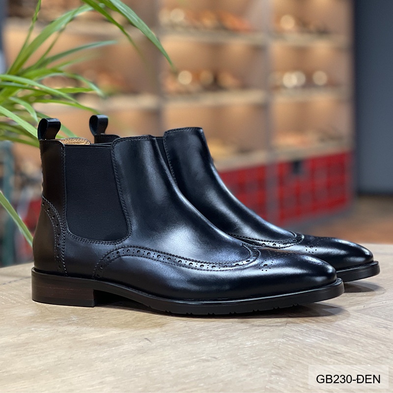 GB230 - Bốt Chelsea Nam Da Bò Phong Cách Anh Quốc Đế Cao 3-5cm