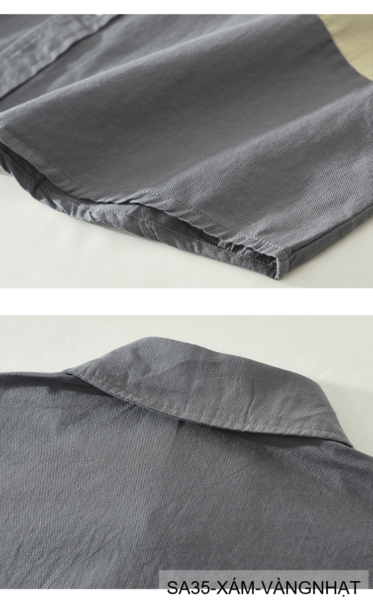 SA35 - Áo Sơ Mi Nam Tay Ngắn Phong Cách Nhật Bản, Chất Liệu Bông 100%, Thiết Kế Phối Màu Trẻ Trung_thumbnail_14