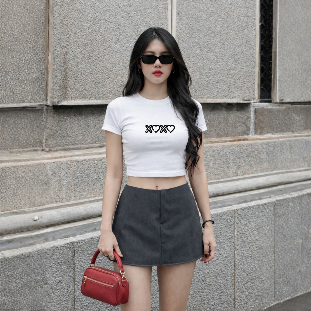 Áo croptop nữ hình XOXO trái tim dáng ôm chất thun cotton local brand WETEE - WC1156_thumbnail_3