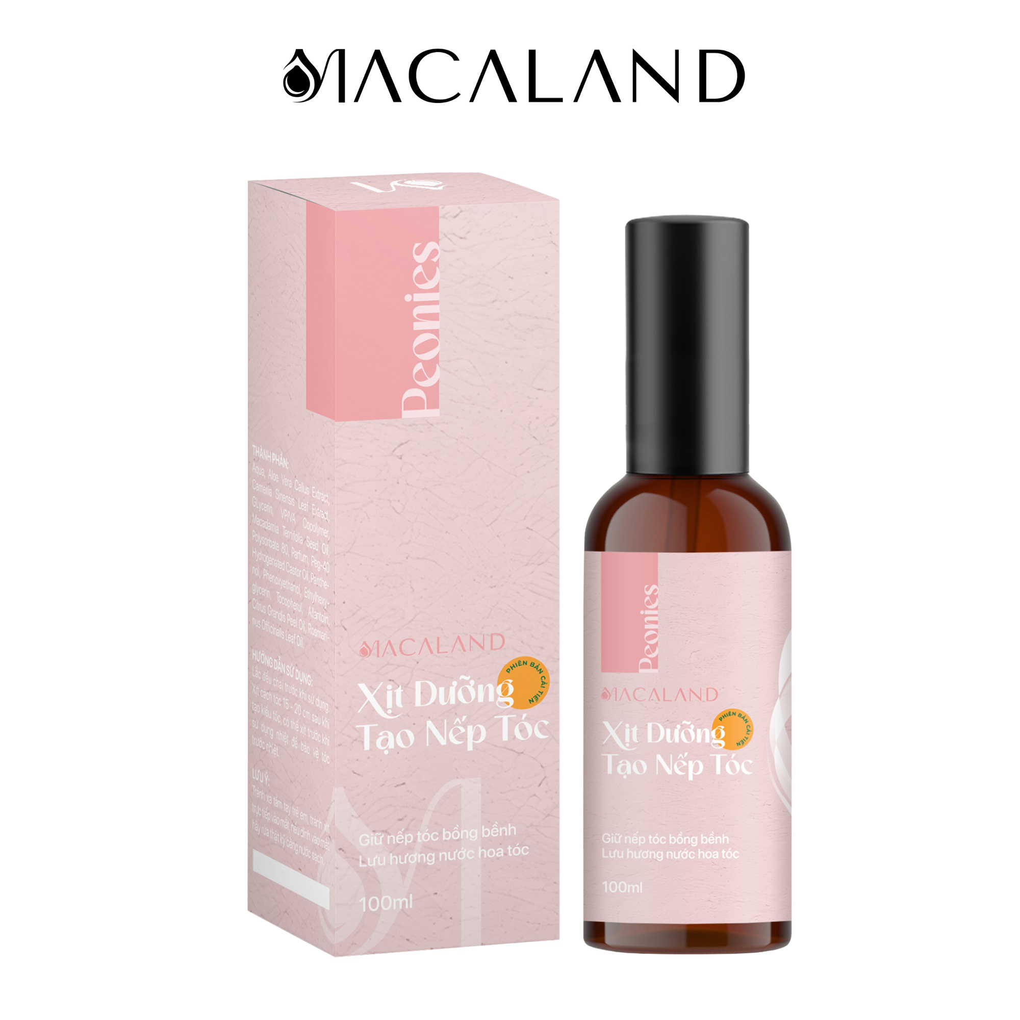 Xịt giữ nếp tạo kiểu và dưỡng tóc 3in1 100ml MACALAND hương nước hoa