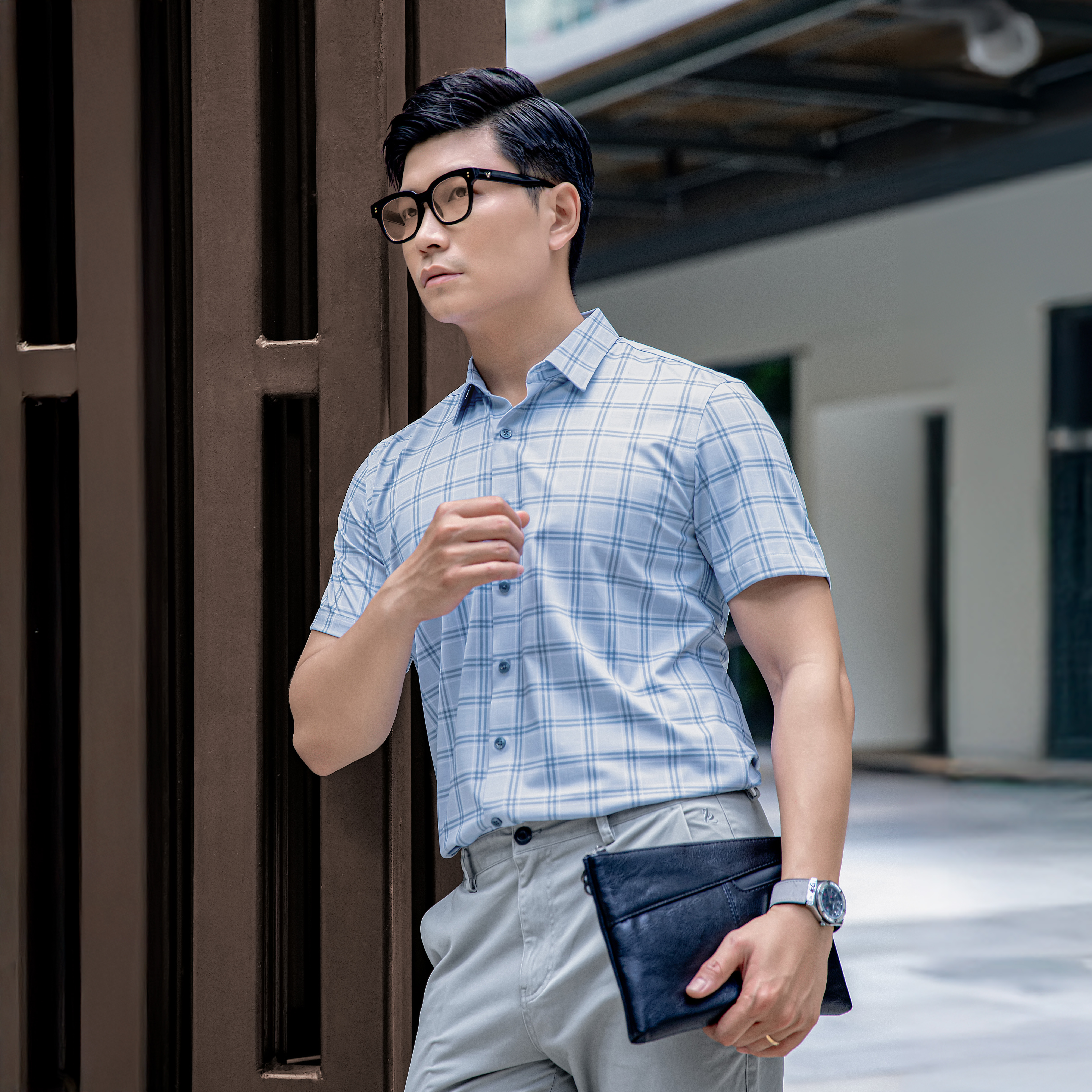 Áo Sơ Mi KaKa Bamboo co giãn kẻ sọc S24