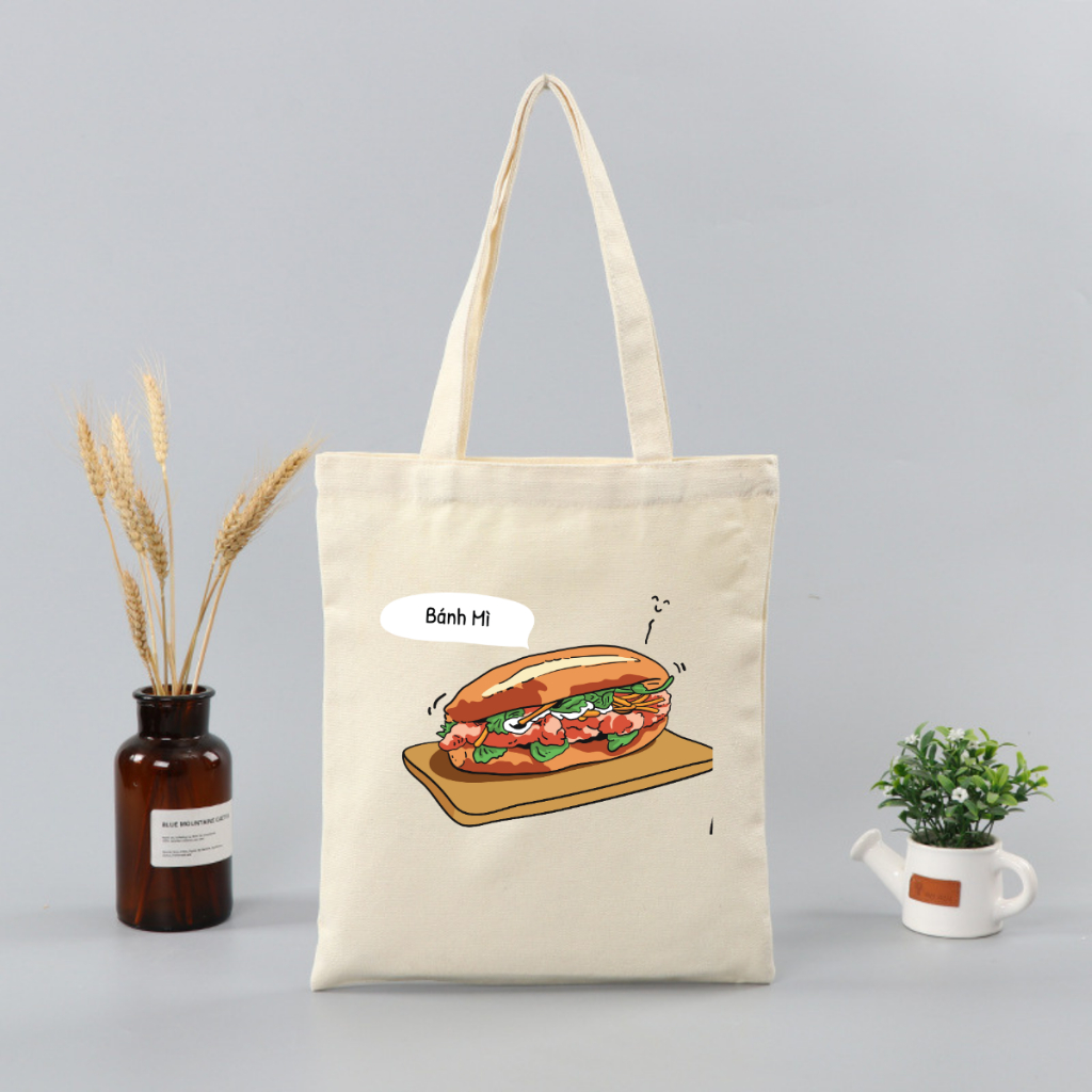 Túi Tote BST Ẩm thực đường phố Việt Nam - Túi vải canvas có túi phụ và khoá kéo đựng vừa A4 (33x37cm) - TOTE22_thumbnail_7