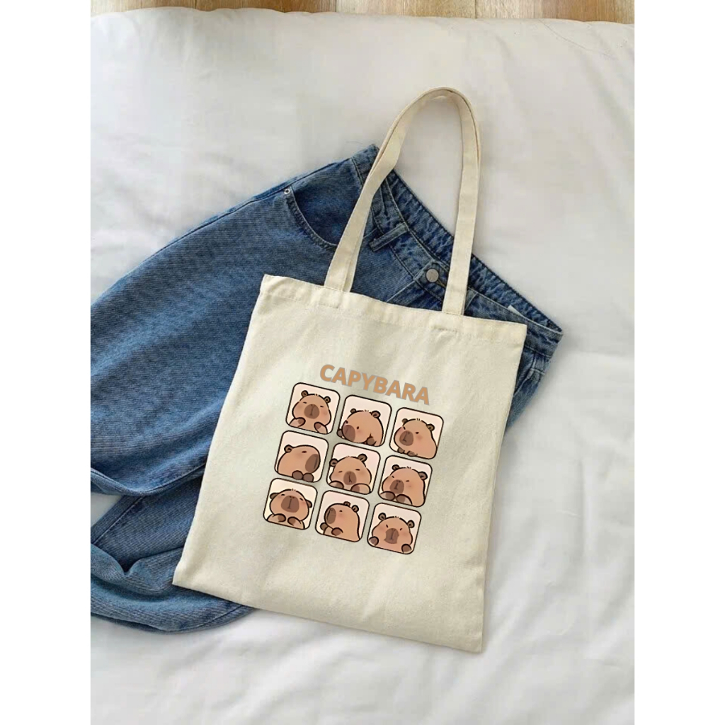 Túi Tote Capybara-Túi vải canvas có túi phụ và khoá kéo đựng vừa A4 và laptop (33x37cm) - TOTE02_thumbnail_3
