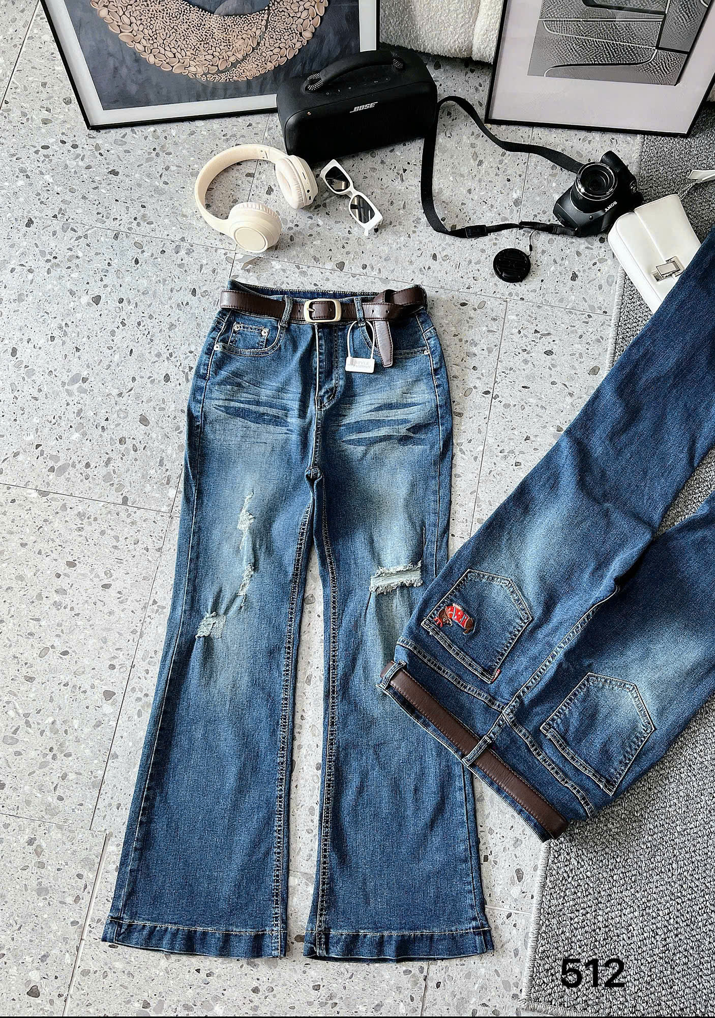 BIGSIZE NỮ - Quần jean ống loe rách thêu T-QJ512_thumbnail_5