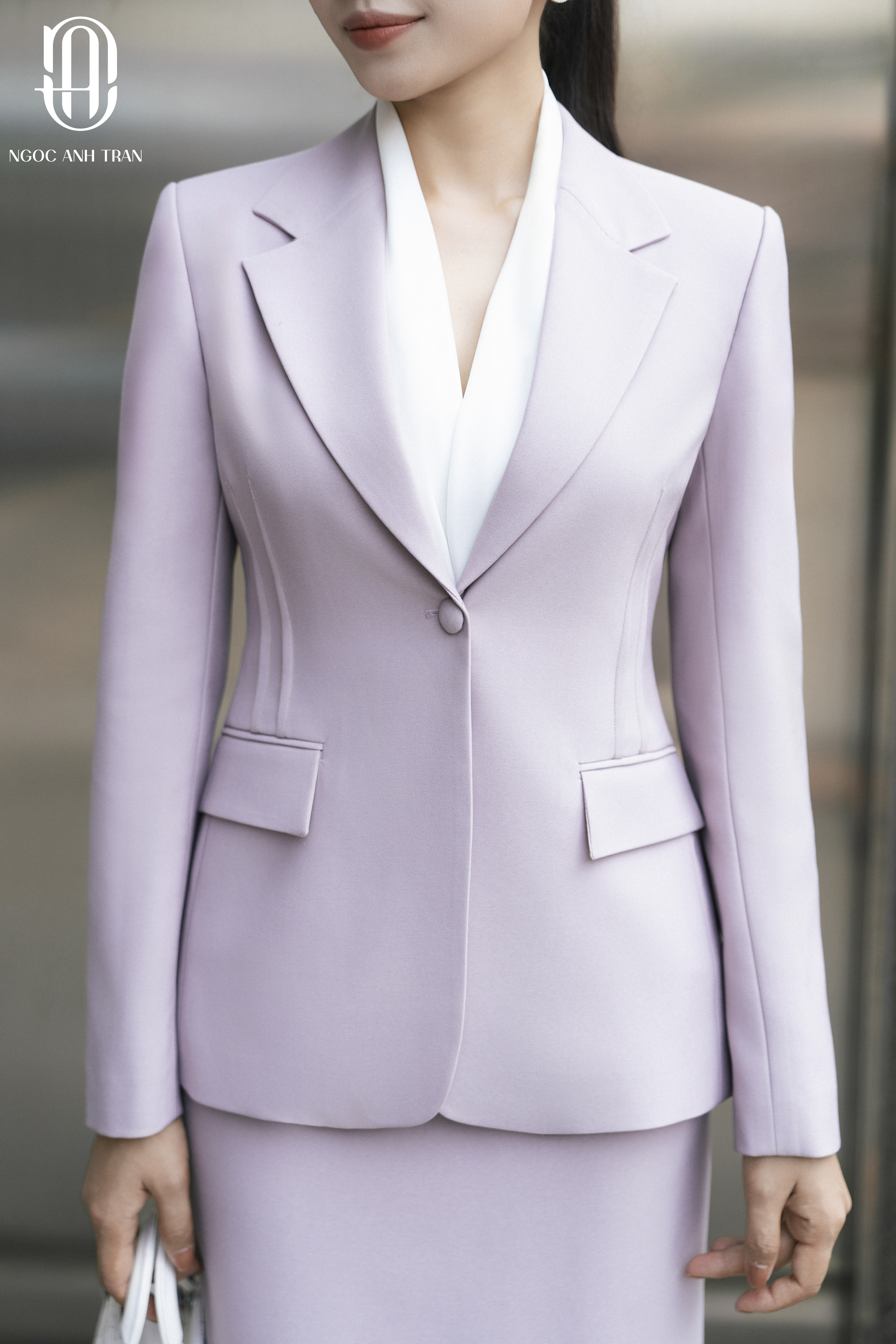 V052 - Áo vest tím pastel dài tay