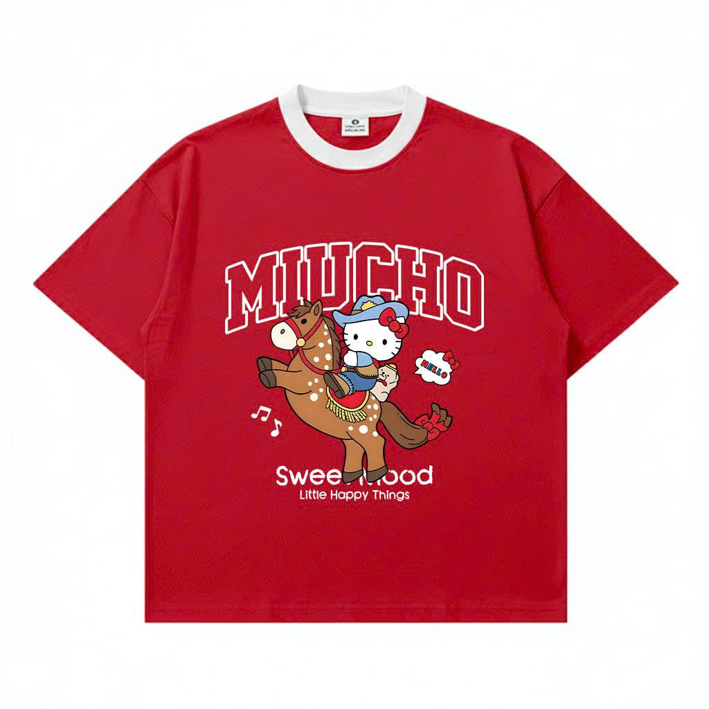 Áo thun tết Kitty form boxy phối cổ Miucho vải mềm mại thoáng mát tôn dáng 2980_thumbnail_8