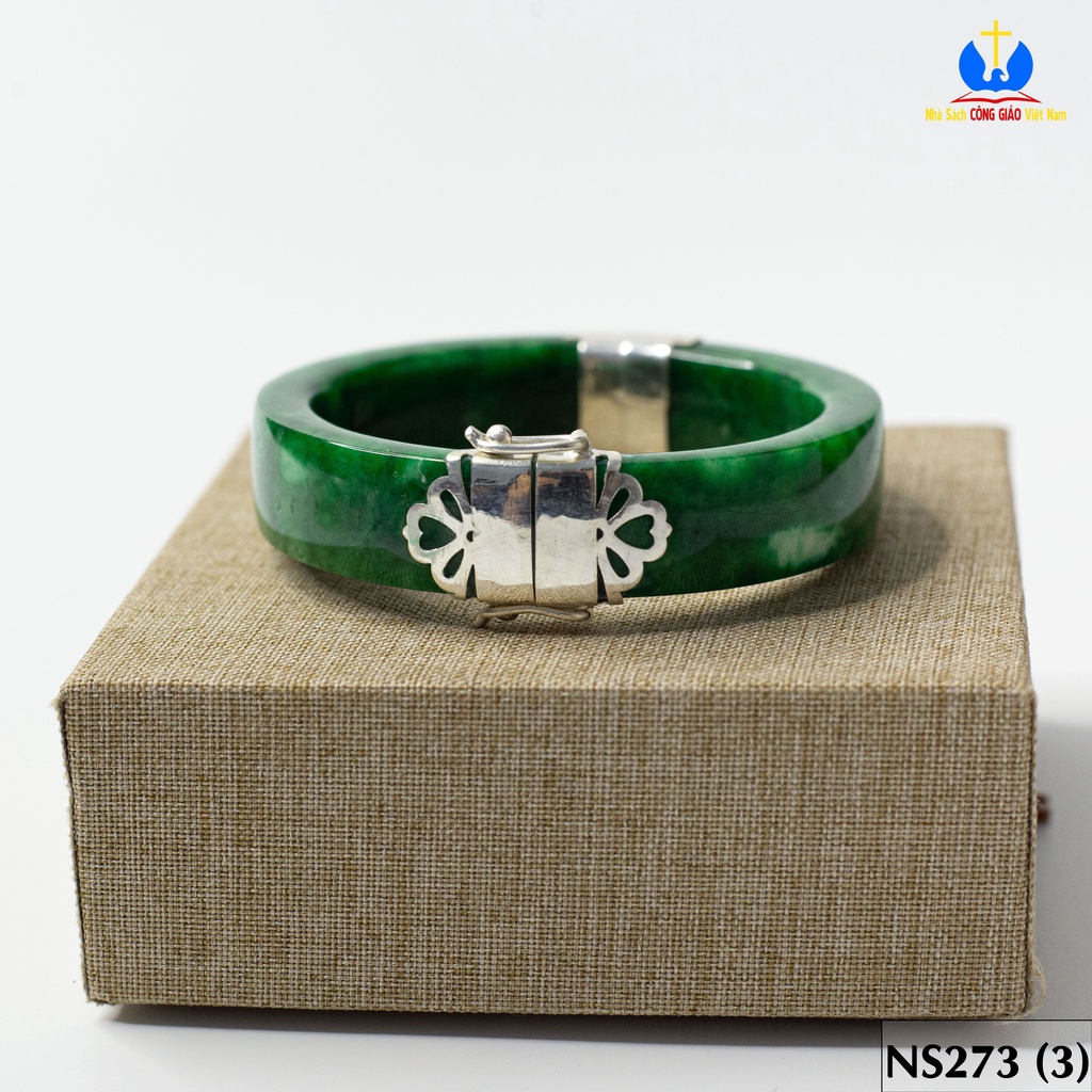 Vòng tay đá Ngọc Bích bọc bạc ta TS0272 - Món quà ý nghĩa cho mẹ và bà_thumbnail_1