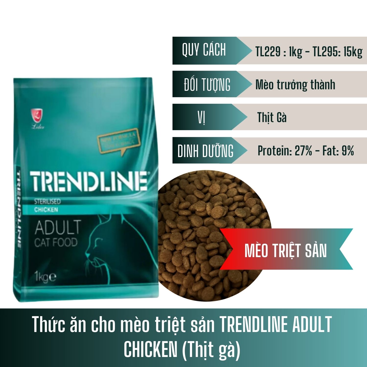 Thức ăn cho mèo TRENDLINE STERILISED ADULT CAT FOOD CHICKEN (Thịt gà) 1KG_thumbnail_1