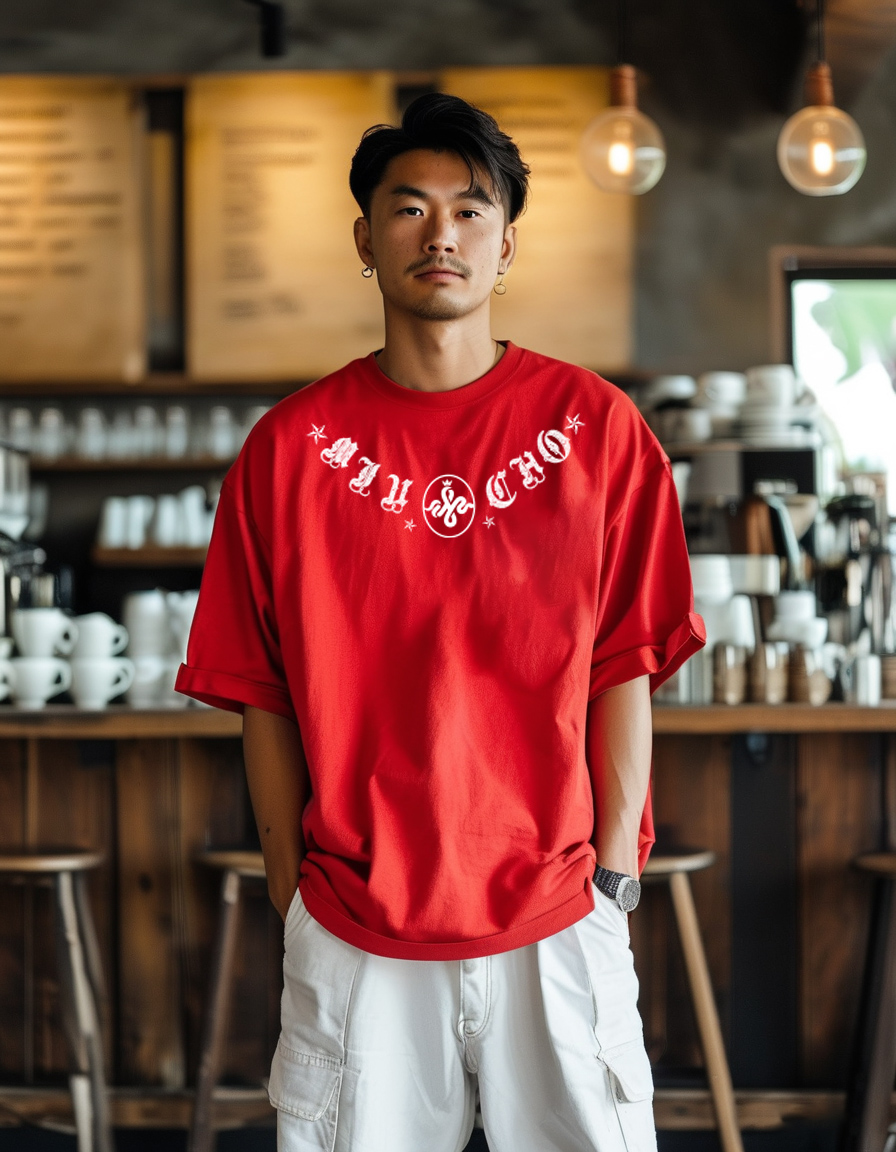 Áo phông tết form rộng cổ tròn vải cotton 4c co giãn thoáng mát 1829 Miucho Iconic in mix_thumbnail_6
