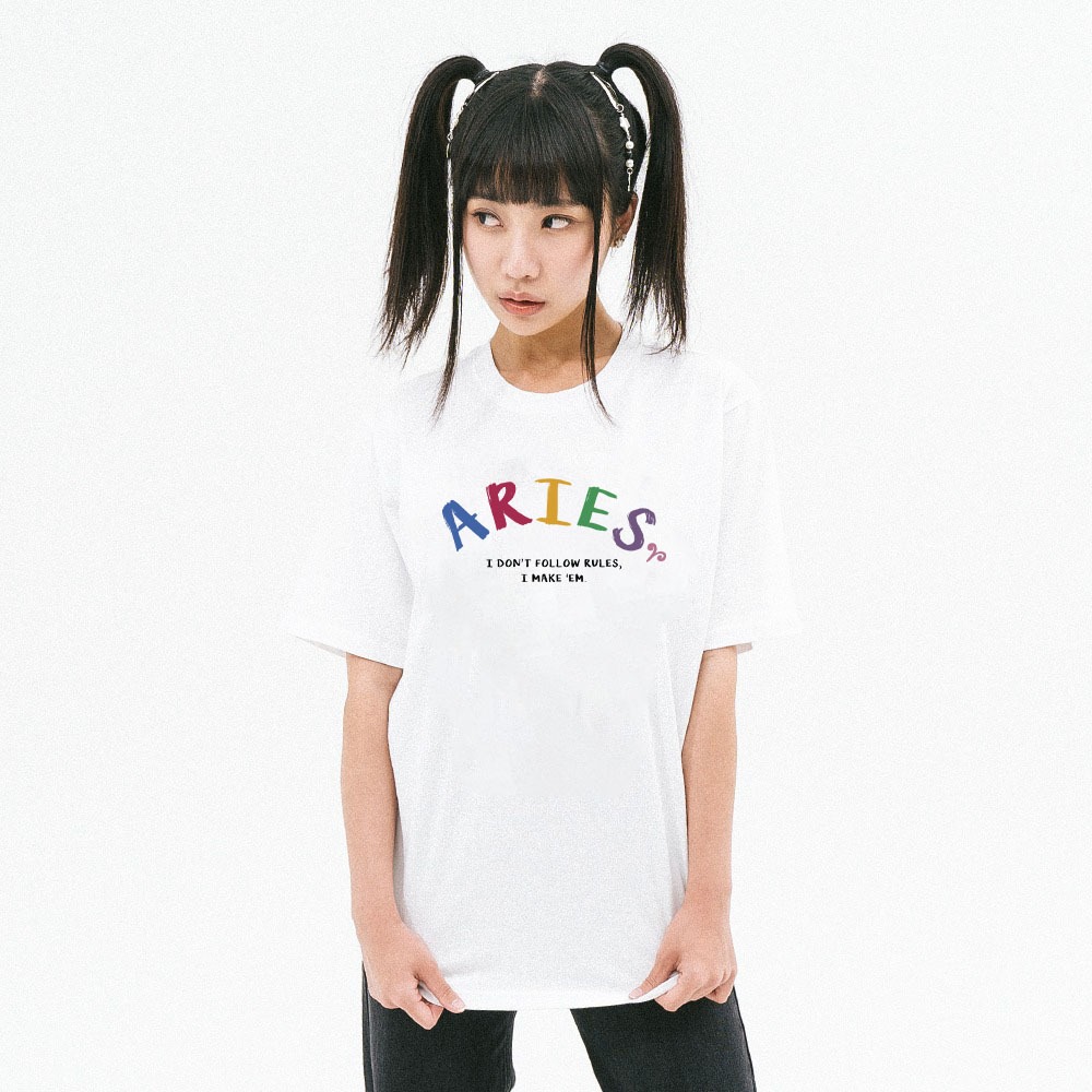 Áo thun nữ form rộng ATD372 cung hoàng đạo Bạch Dương ARIES Miucho cotton cổ tròn in typography_thumbnail_4