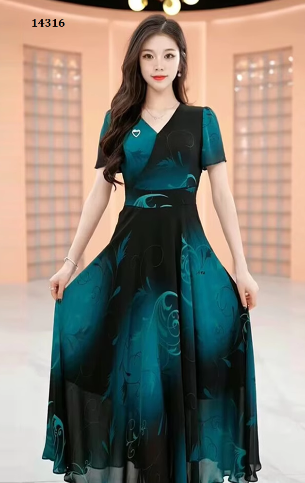 14316-Đầm voan cổ tim màu xanh cổ  vịt (voan,lót)_thumbnail_1