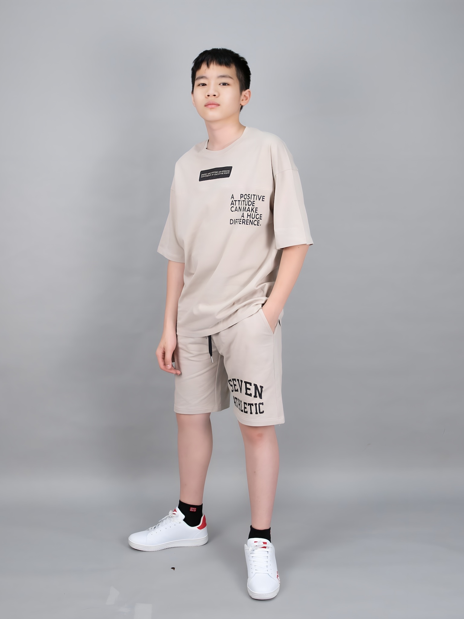 Quần short da cá be túi hộp in Seven_thumbnail_5