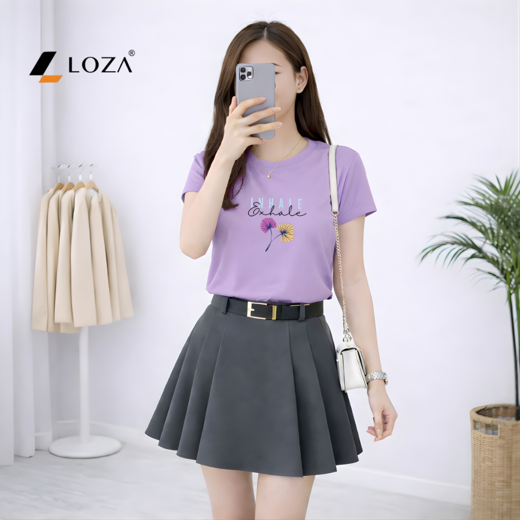 [Form vừa] Áo phông nữ dáng vừa hình hoa Exhale - Loza VT8486 VT8486