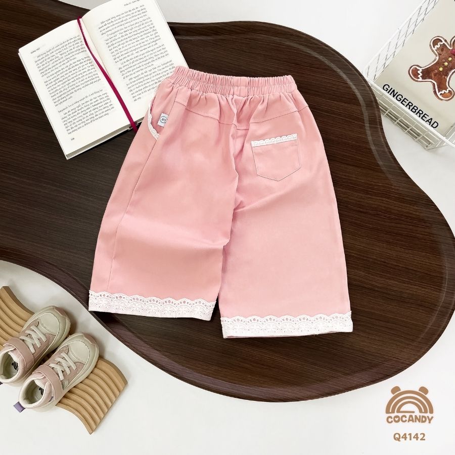 Quần dài kaki HỒNG suông gấu phối ren_thumbnail_3