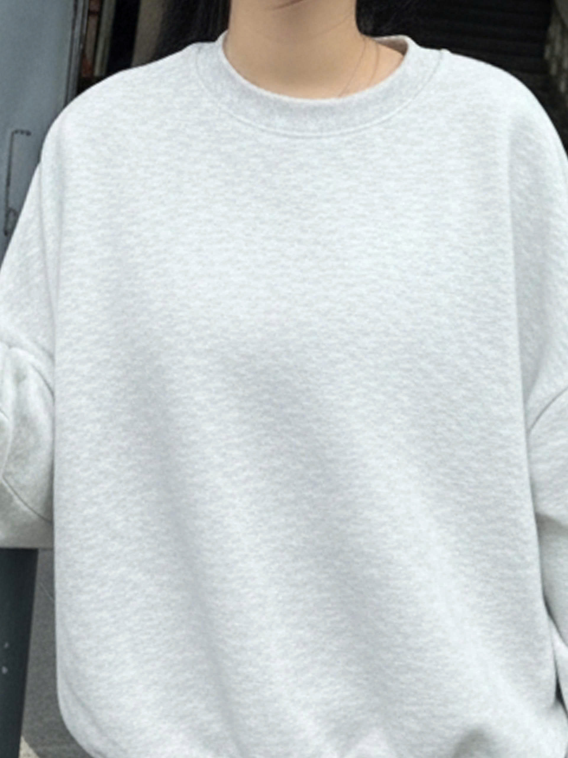 Áo sweater trơn form boxy Miucho tay dài cổ tròn vải nỉ 2 da cao cấp thoáng mát_thumbnail_2