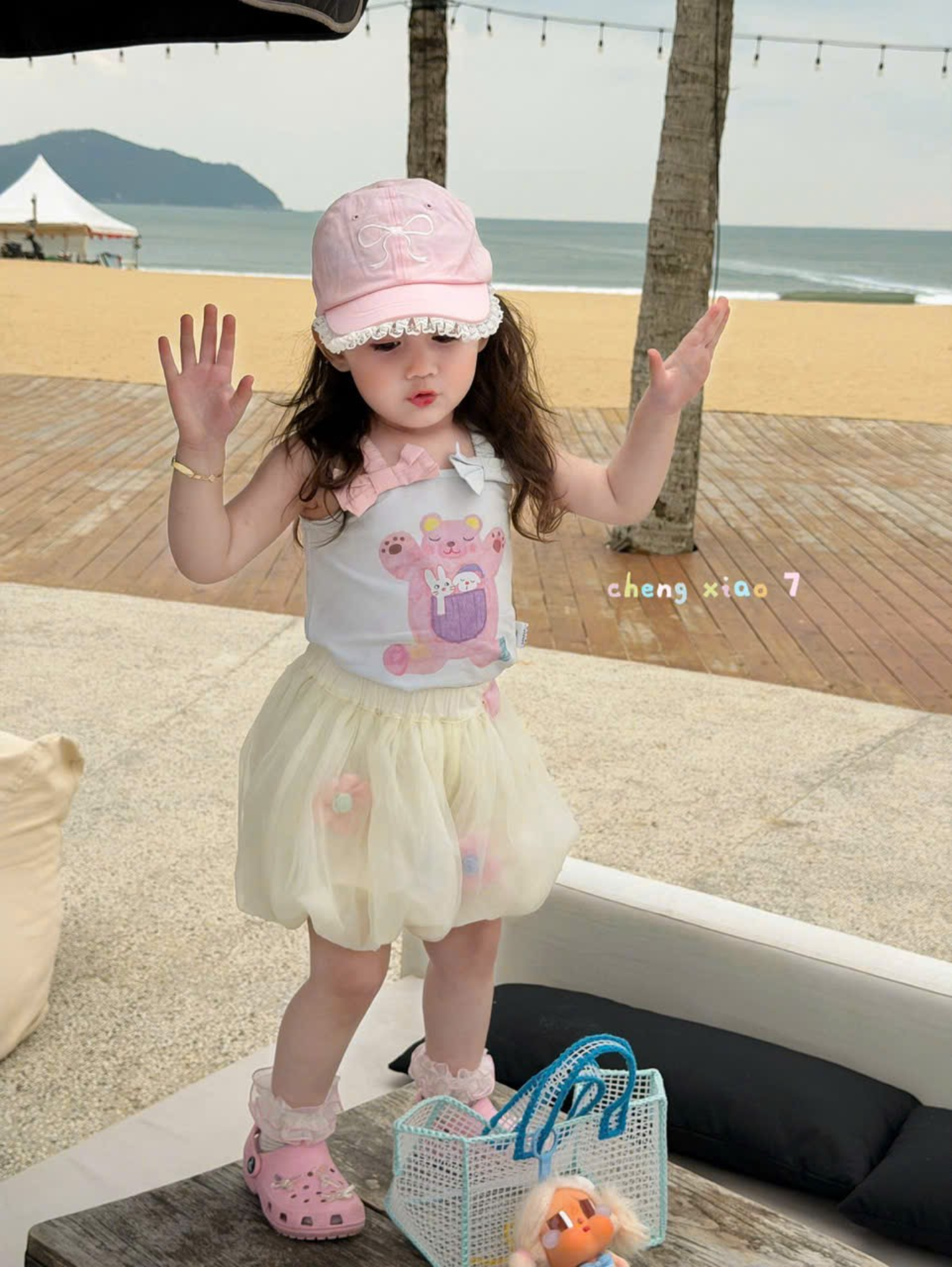 CX19 - Chân váy voan phồng đính hoa màu kem hãng CX7_thumbnail_0