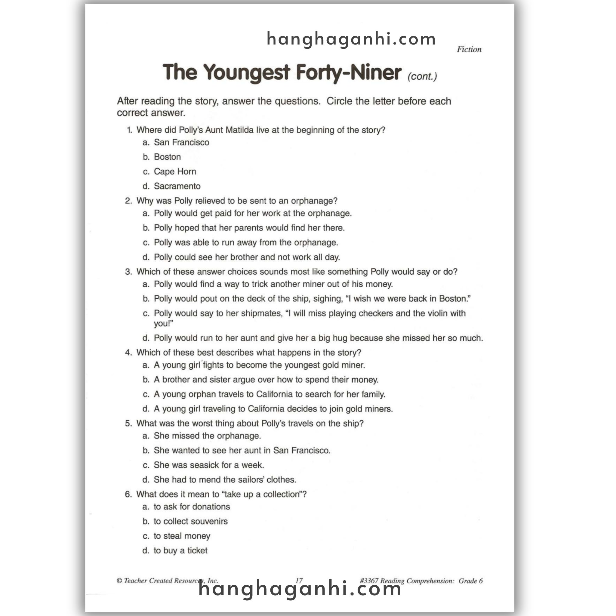 Reading Comprehension Grade 6 Teacher Created Resources, sách đọc hiểu lớp 6_thumbnail_7