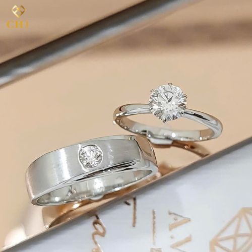 Cặp Nhẫn Cưới Kim Cương Vàng 14K CHJ517_thumbnail_0
