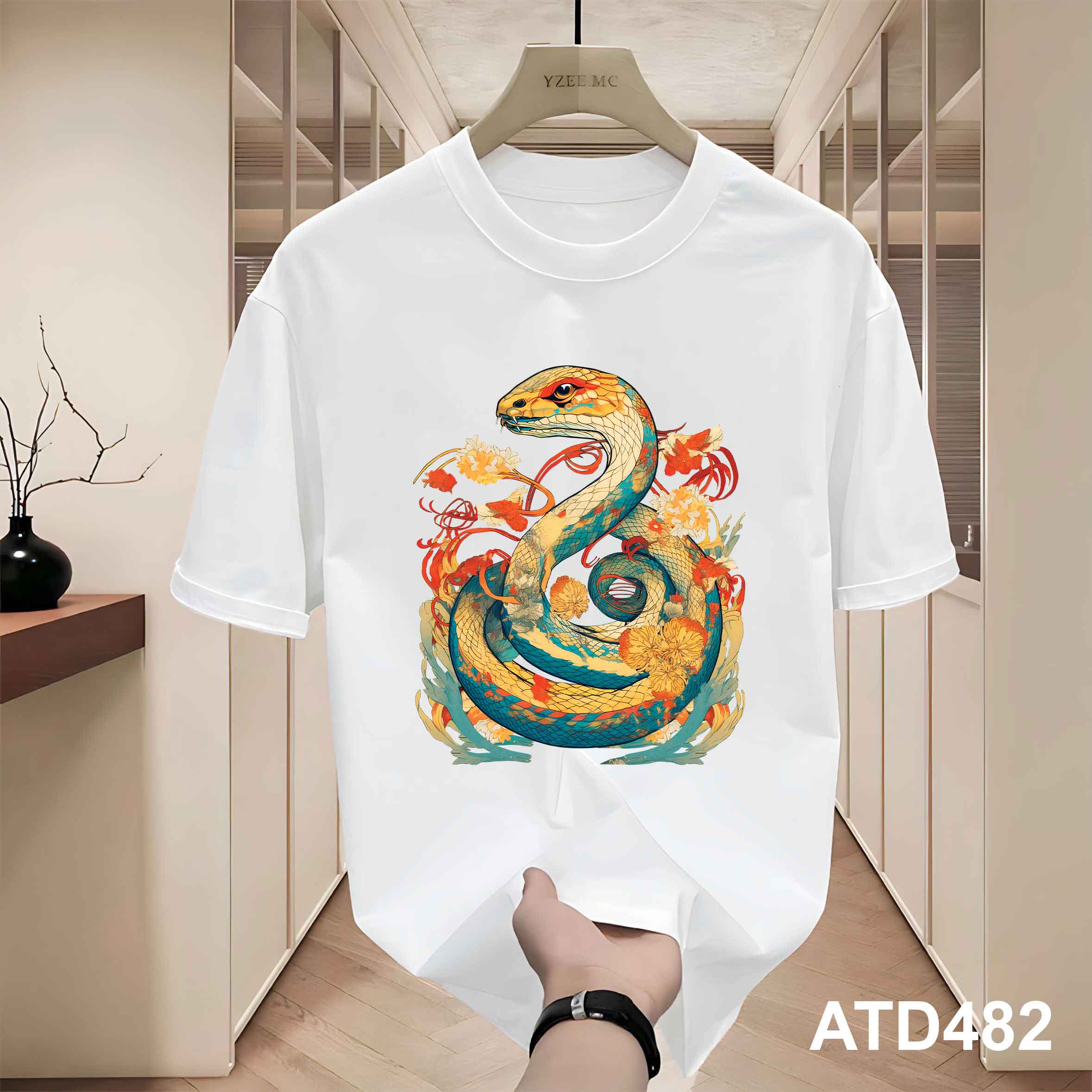 Áo thun nam form rộng 12 con giáp tuổi Tỵ ATD482 Miucho Iconic cotton cổ tròn in graphic_thumbnail_3