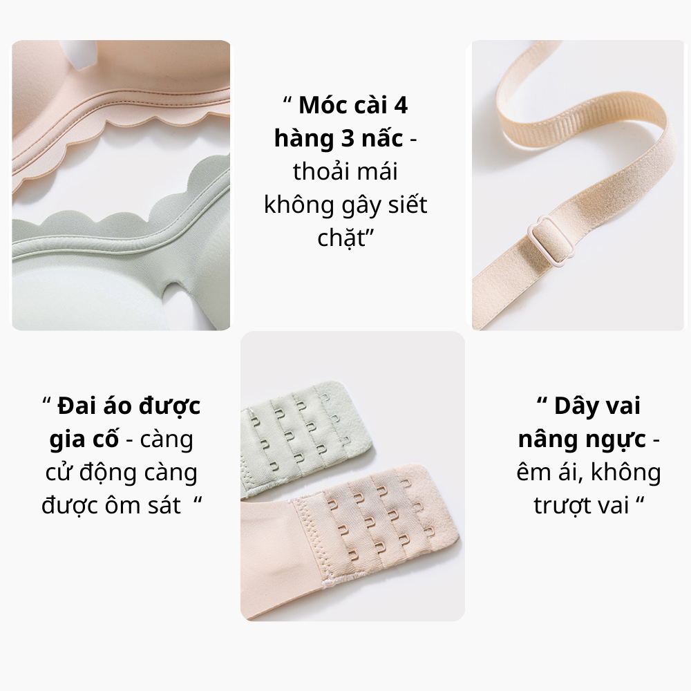 [Mã B68] Áo lót nữ su không gọng nâng ngực 3D mút dày 3cm, áo ngực bản to định hình dáng chuẩn, êm ái mặc cả ngày -- Vikam_thumbnail_2