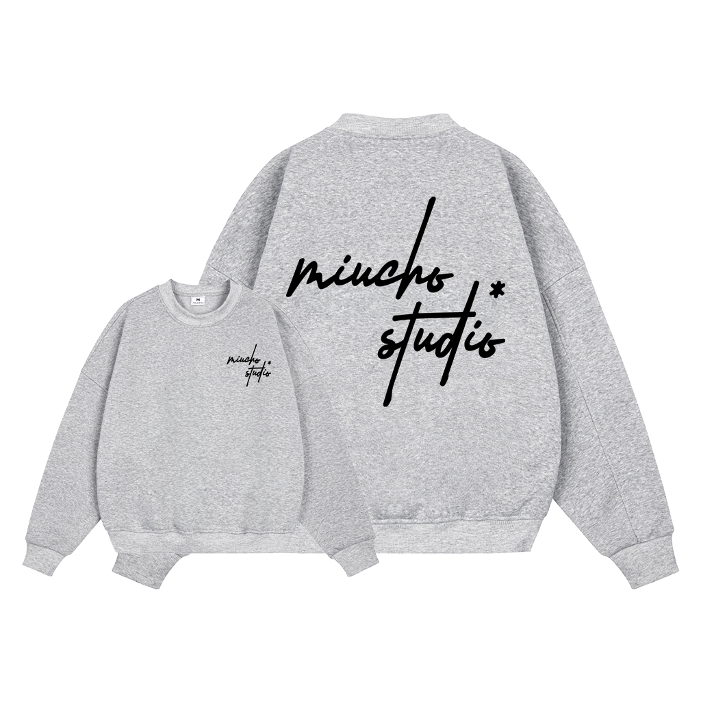 Áo sweater nữ form boxy 1914 Miucho cổ tròn vải nỉ bông 350 GSM dày dặn in basic_thumbnail_8