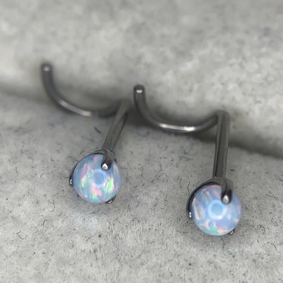 mũi C titan đá opal xanh biển chấu tròn