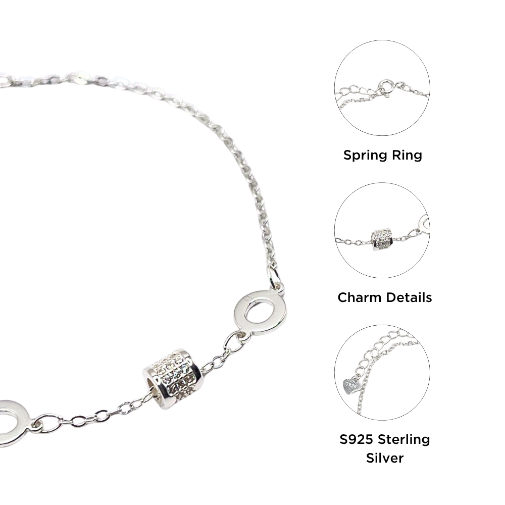 Vòng tay bạc 925 nữ charm trụ đá