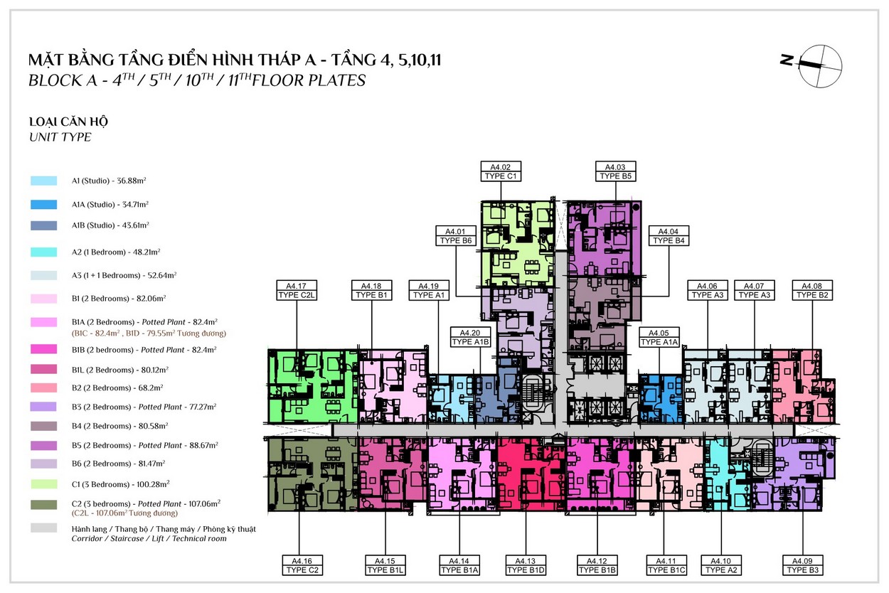 Mặt bằng Elysian Gamuda Thủ Đức: Tháp A