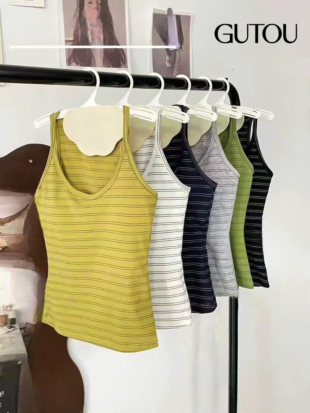 [ GUTOU ] Áo Hai Dây Sọc Ngang Basic_thumbnail_8