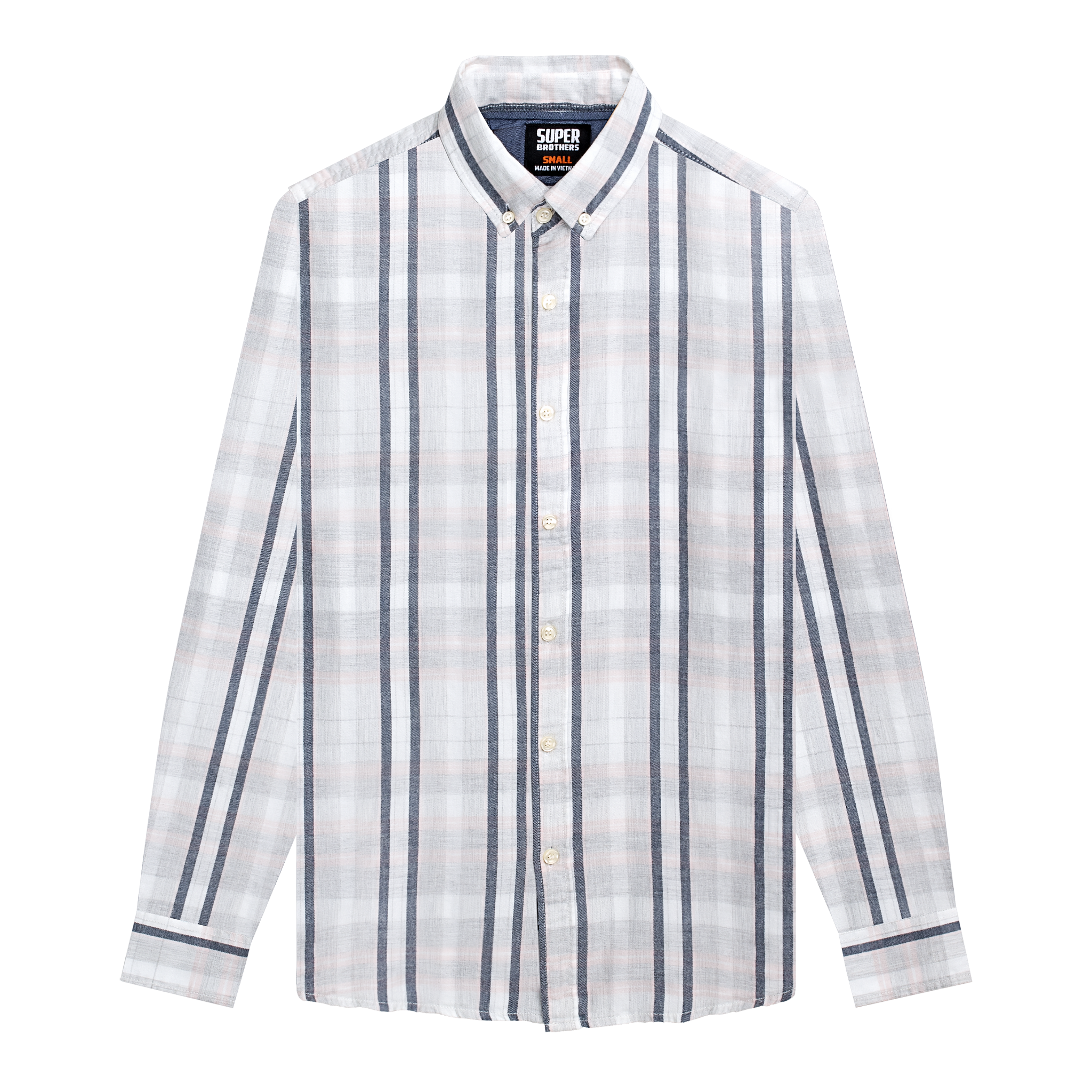 Áo Sơ Mi Super Brother FLANNEL Chất Liệu Cotton Dạ Màu Trắng Sọc