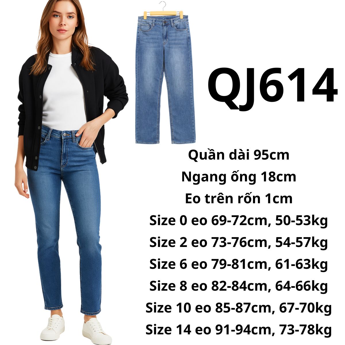 QJ614 Quần jeans slim