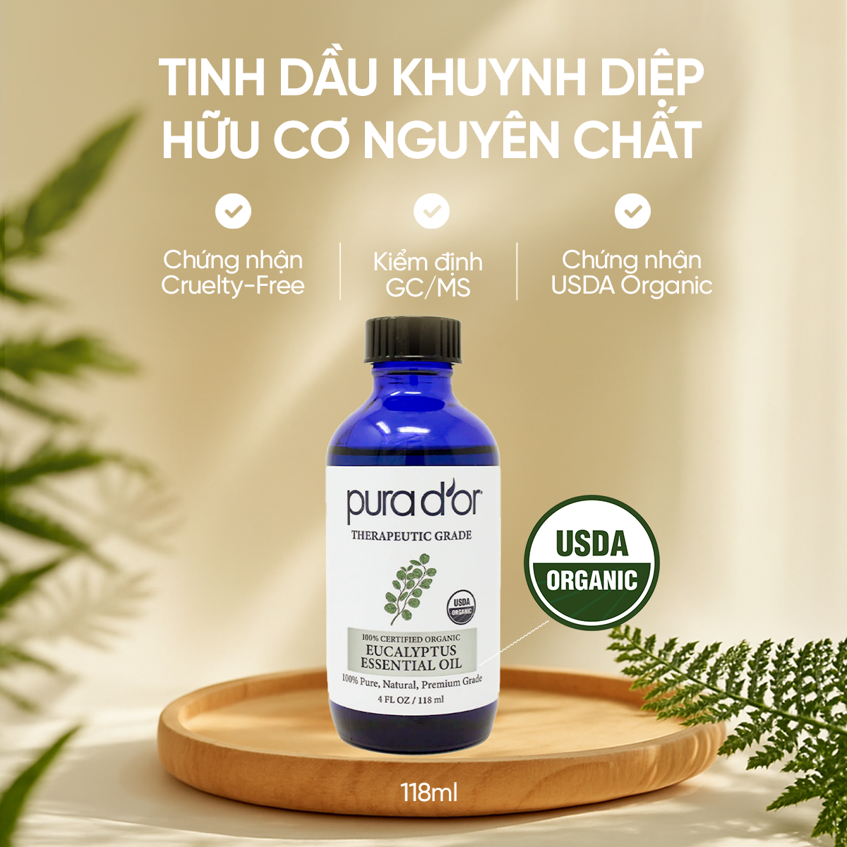 Tinh Dầu Khuynh Diệp Hữu Cơ Pura D'or Therapeutic Grade Eucalyptus Essential Oil 118ml_thumbnail_2