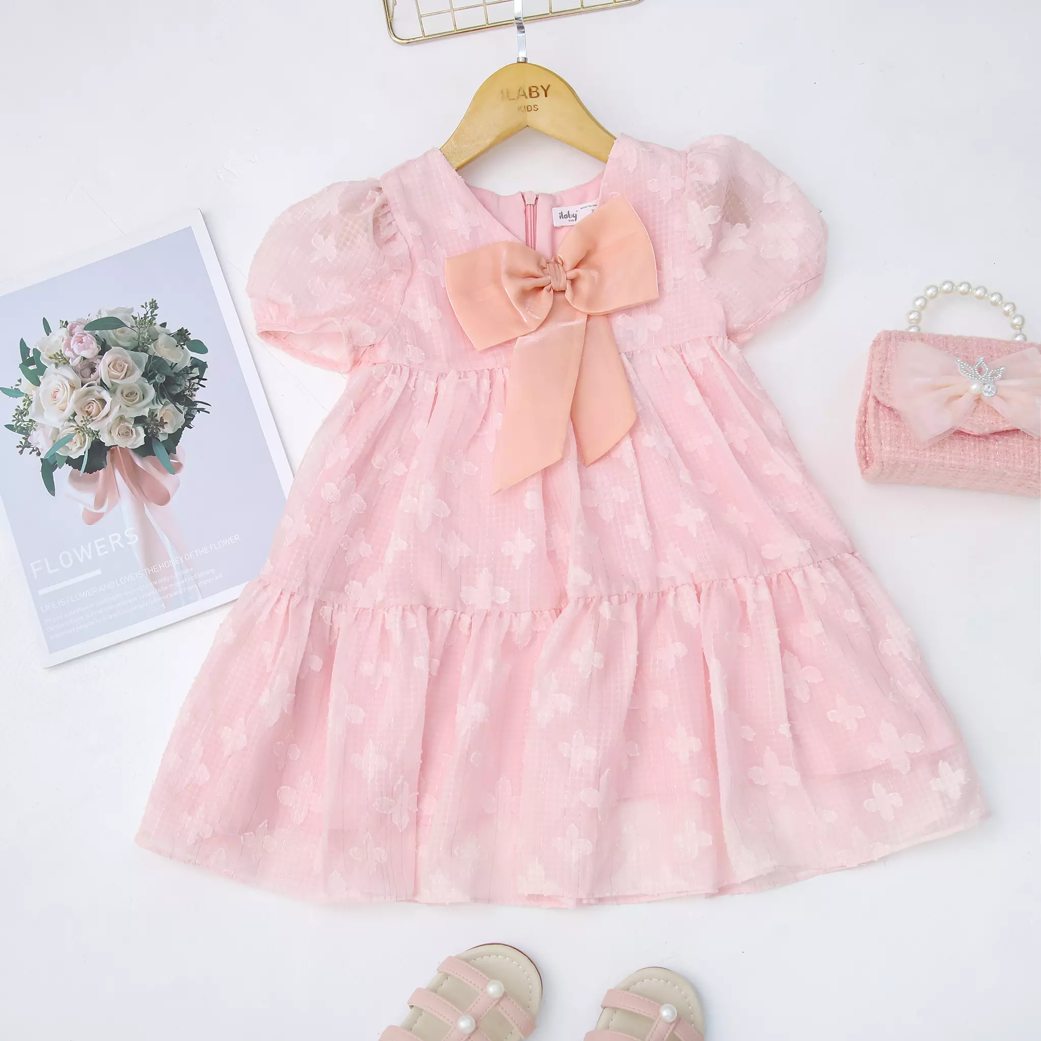 [ Outfit duyên dáng ] Váy tơ voan thêu hoa bé gái_thumbnail_4