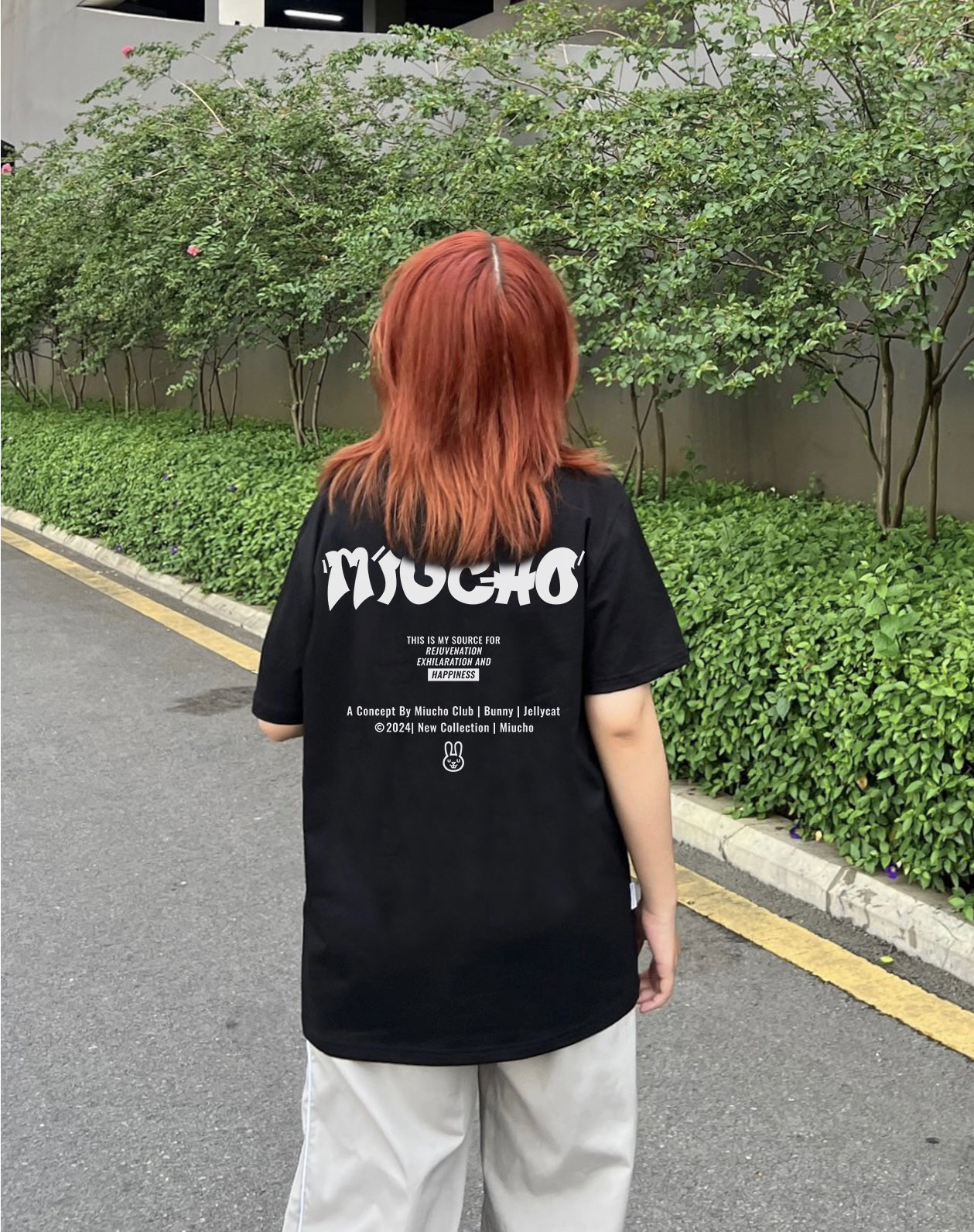 Áo thun thỏ Bunny form rộng local brand ATD1256 Miucho tay ngắn cổ tròn in mix_thumbnail_2