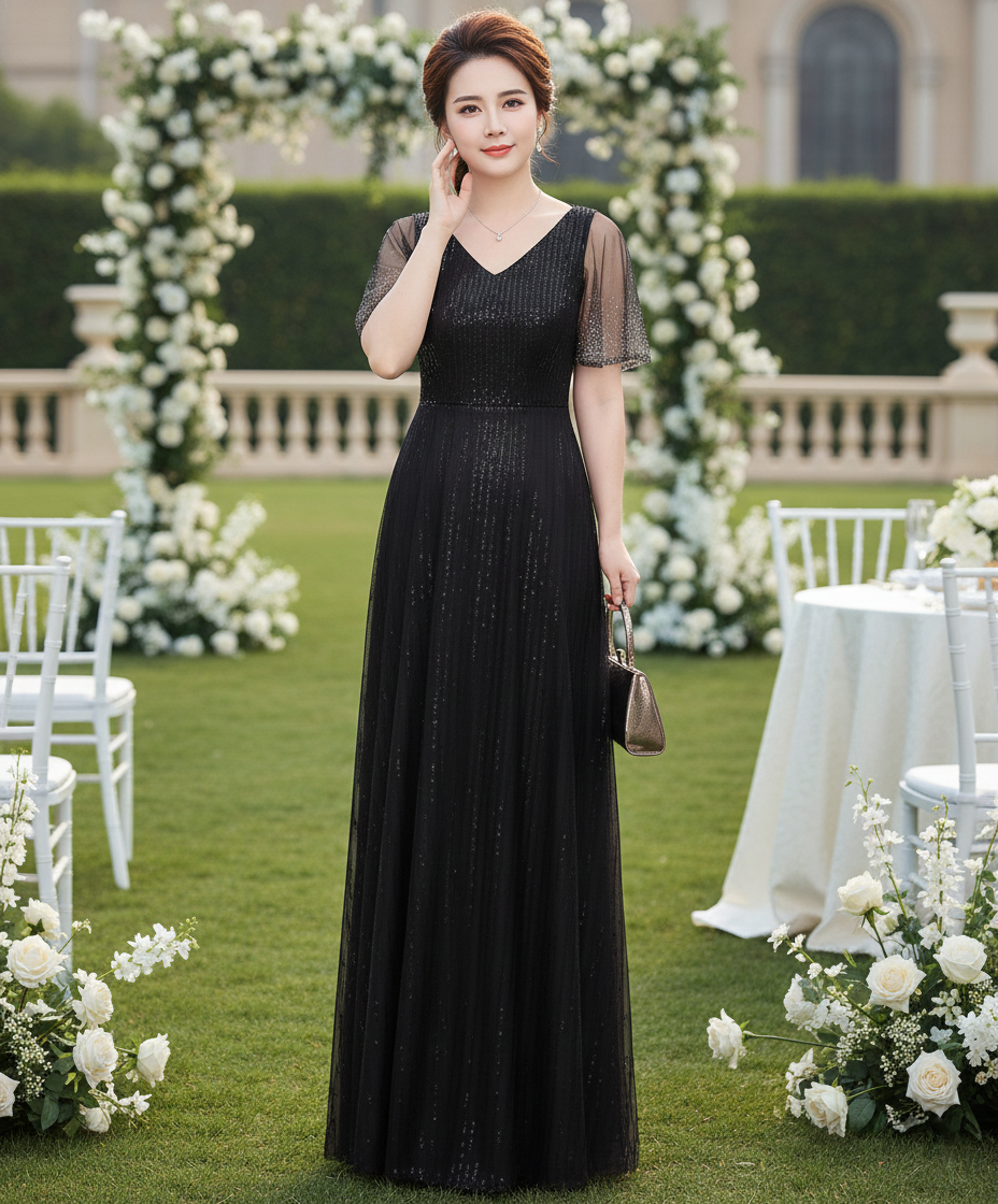 Đầm dự tiệc dạ hội sequin kim sa phối lưới đá_thumbnail_4