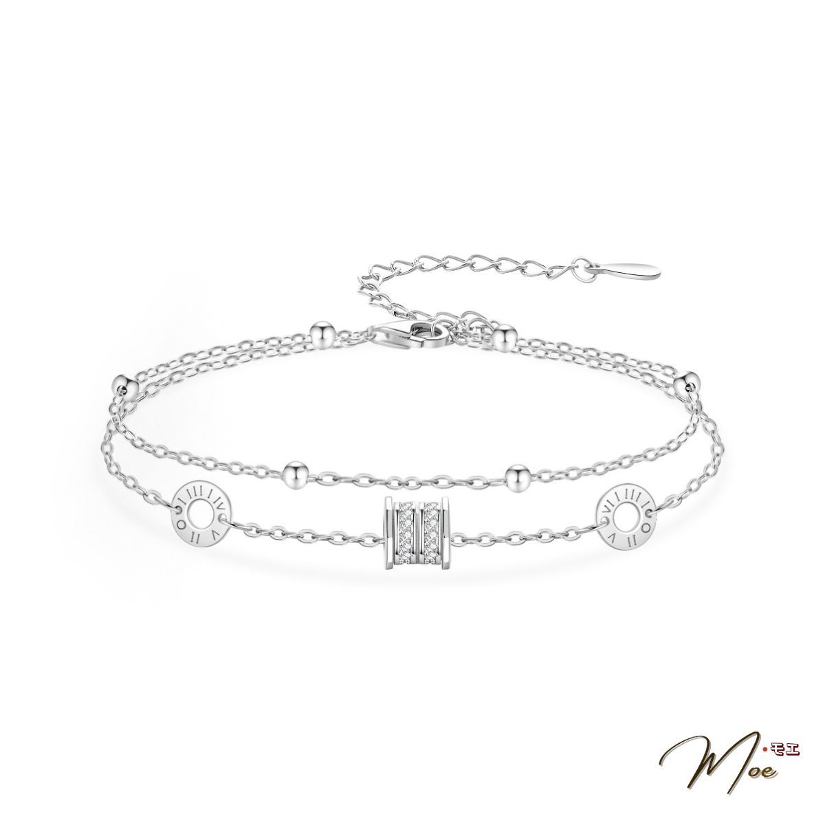 LT652 - Lắc tay lu đá dây xích đôi sang chảnh