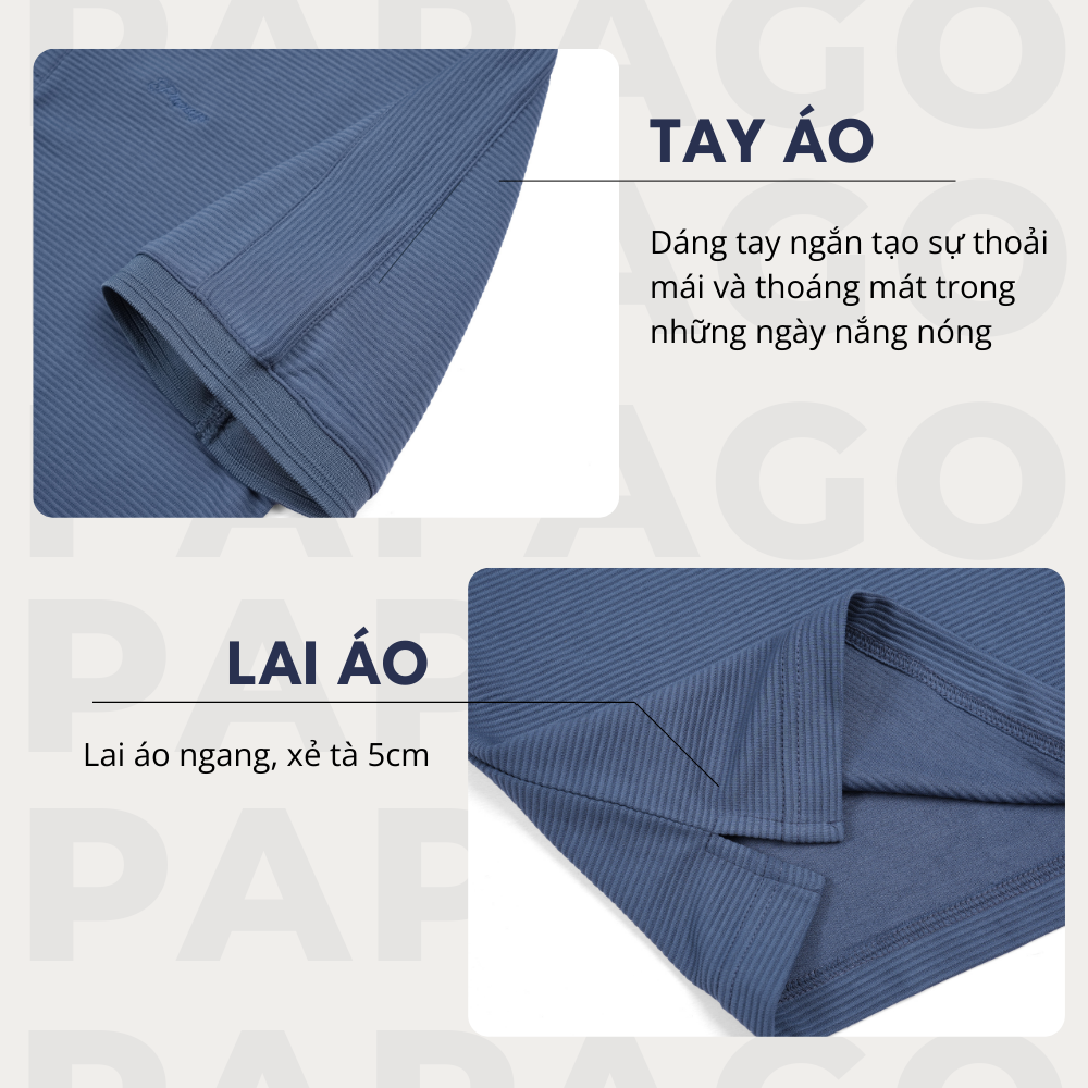 Áo polo cao cấp PAPAGO nam Trung niên form rộng thêu logo kẻ ngang - P25PLKN001_thumbnail_4