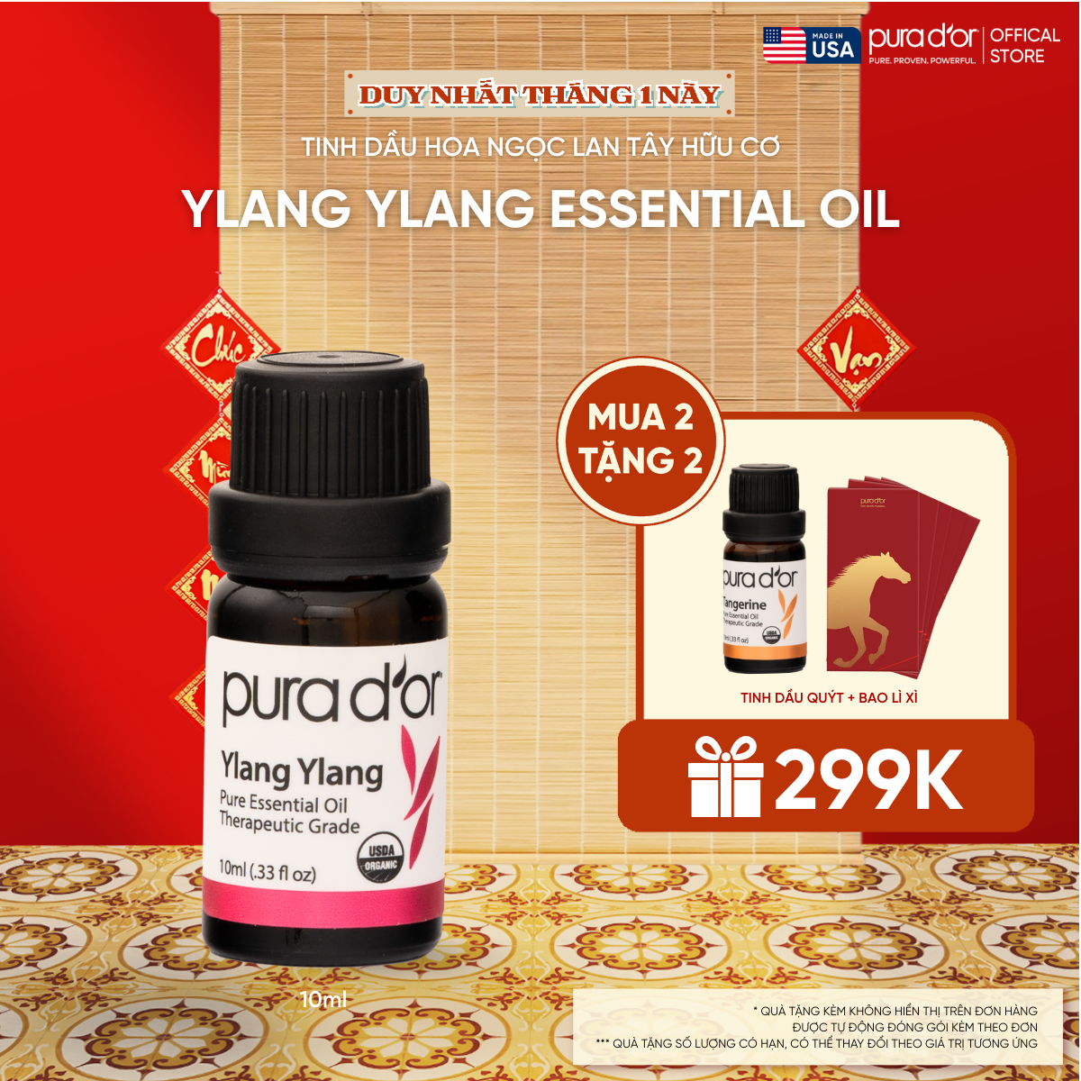 Tinh Dầu Hoa Ngọc Lan Tây hữu cơ PURA D’OR Therapeutic Grade Ylang Ylang Essential Oil 10ml_thumbnail_0