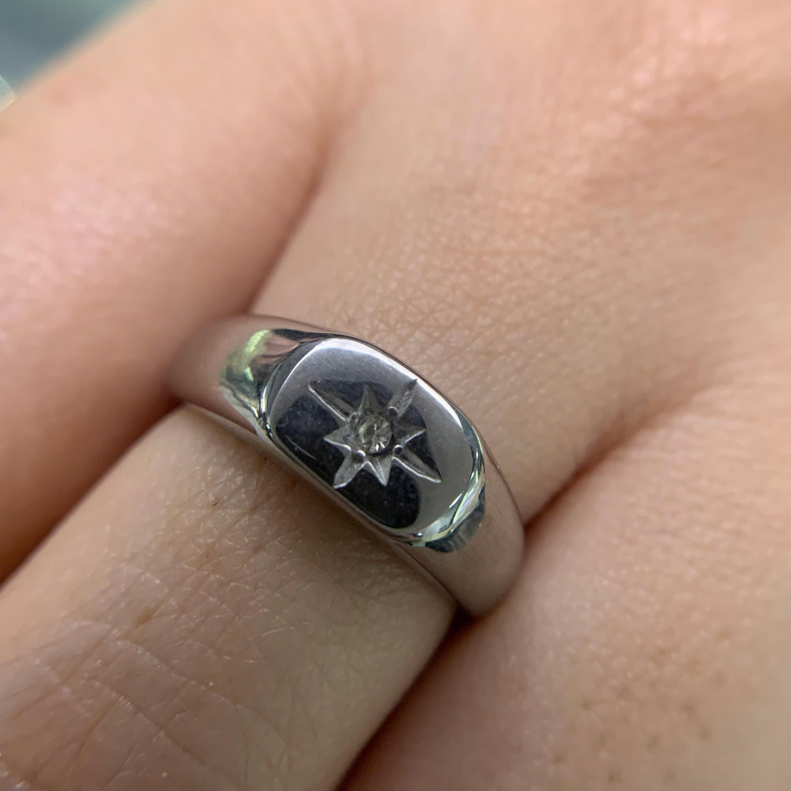 nhẫn kiểu thép dập ngôi sao 6 cánh đính đá size 6_thumbnail_3