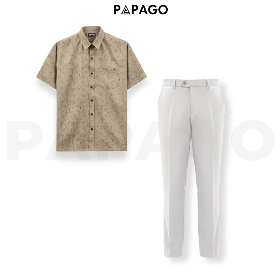 [MỚI] Combo Áo Sơ Mi Quần tây Nam Trung Niên PAPAGO Xô Đũi Lịch Sự Đơn Giản Sang Trọng - CB002