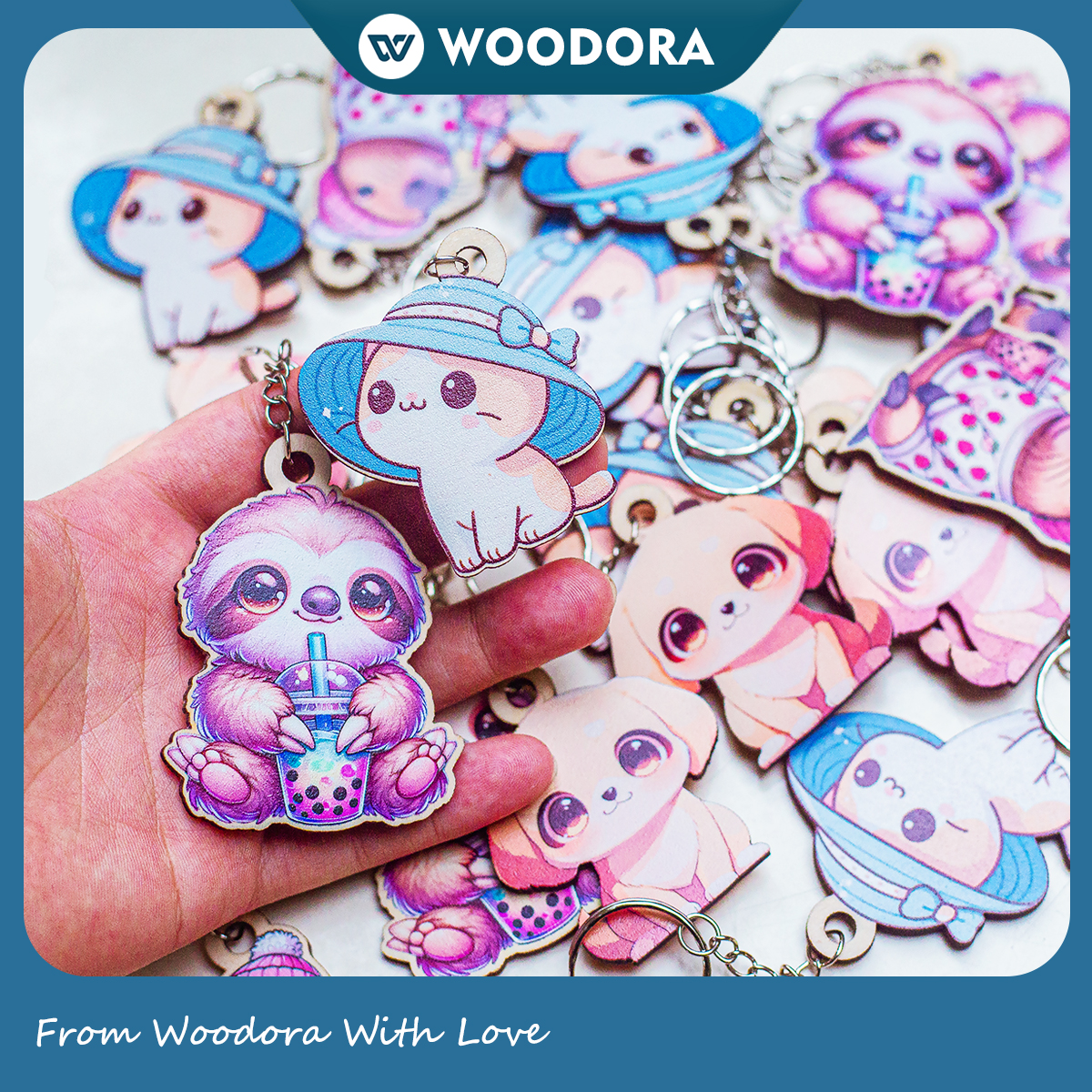 Móc Khóa Xinh Yêu - Móc khóa gỗ hình thú cưng cute