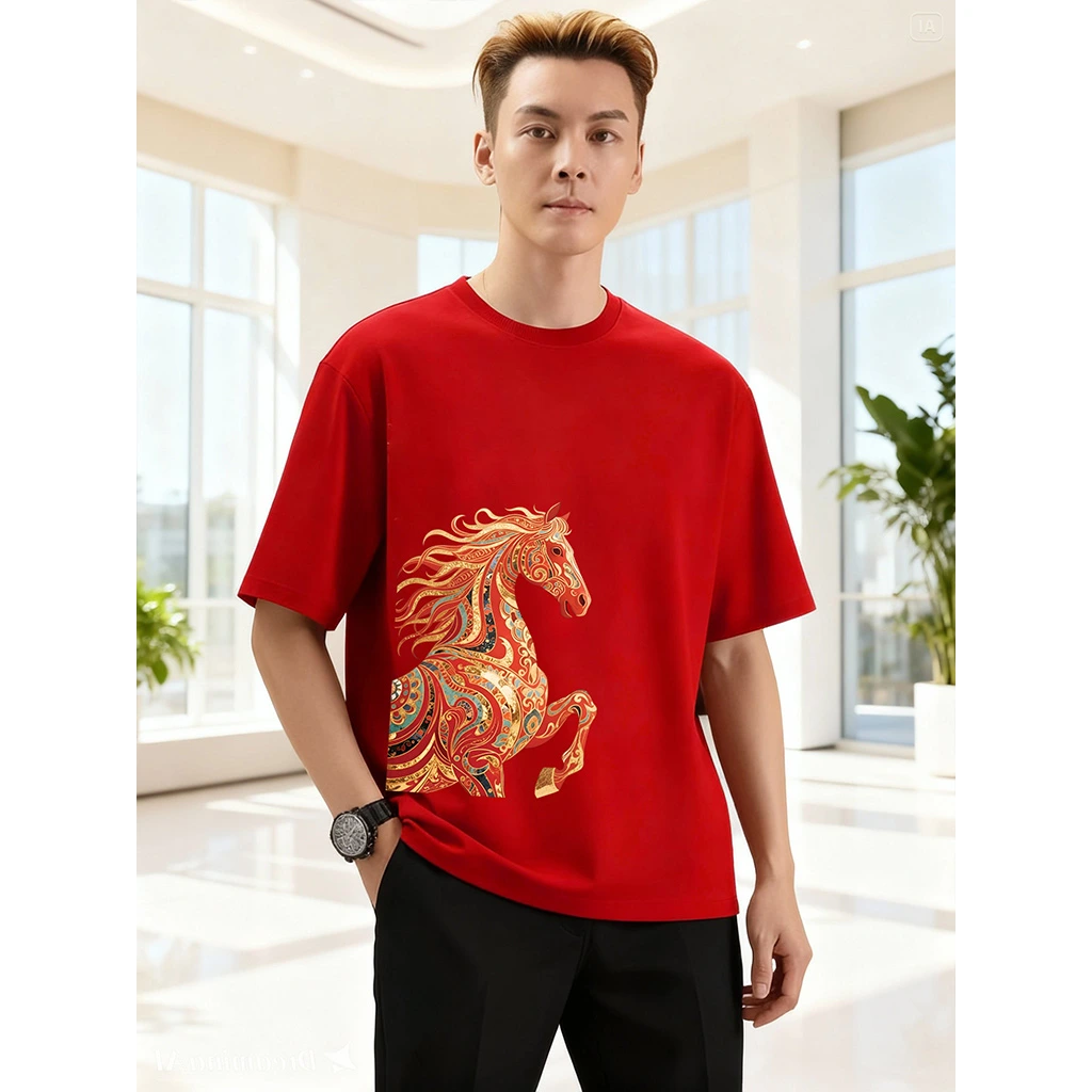 Áo thun nam form rộng Tết Cổ Truyền Miucho Iconic thoáng mát dày dặn in mix 2961_thumbnail_5