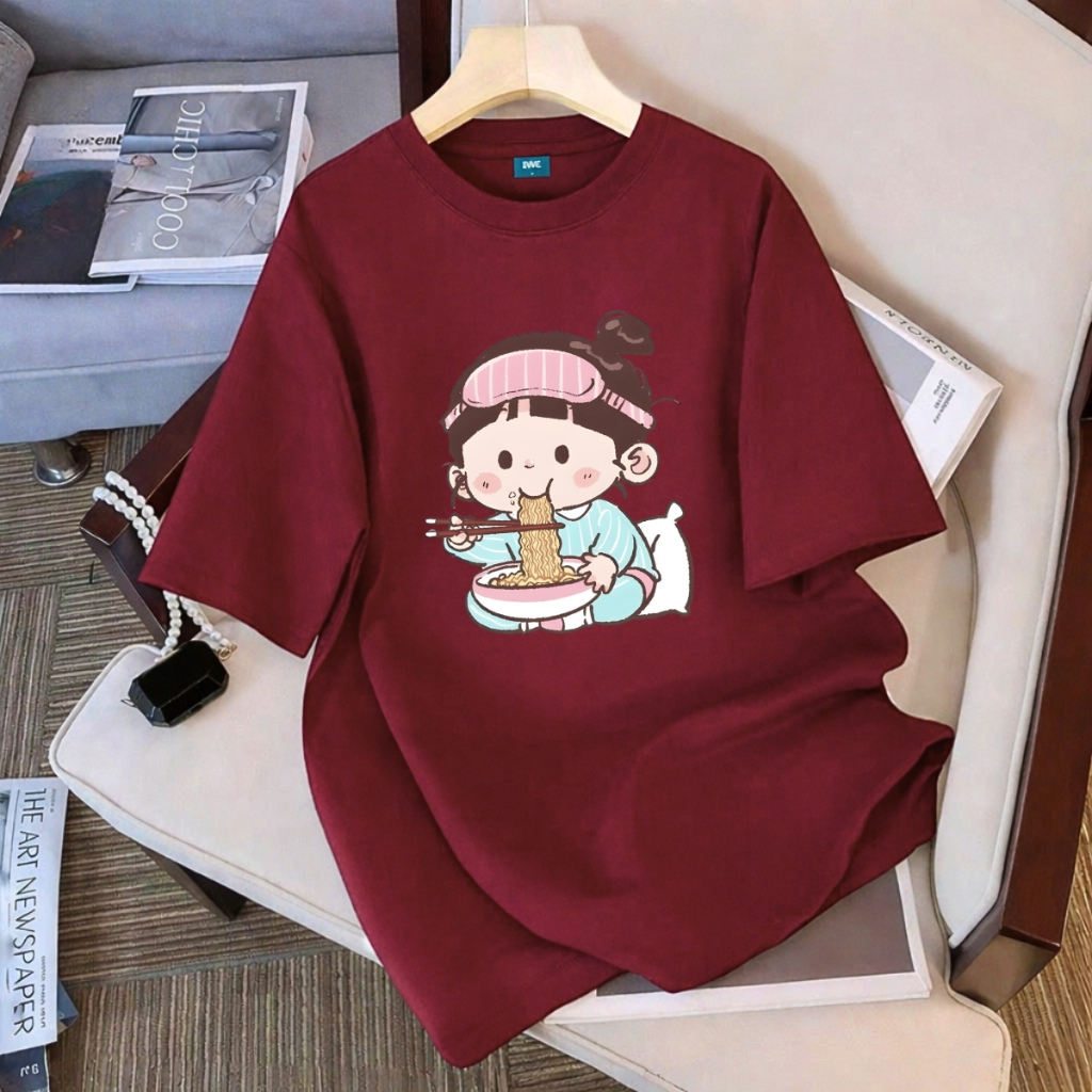 Áo thun unisex UX30-1185 bé gái ăn mì dáng oversized local brand WETEE_thumbnail_3