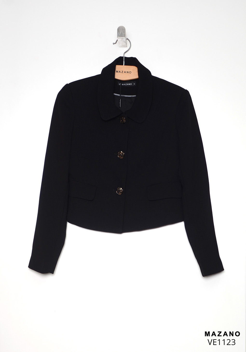 Áo khoác ngắn vải Tuytxi len màu đen cách điệu_thumbnail_3