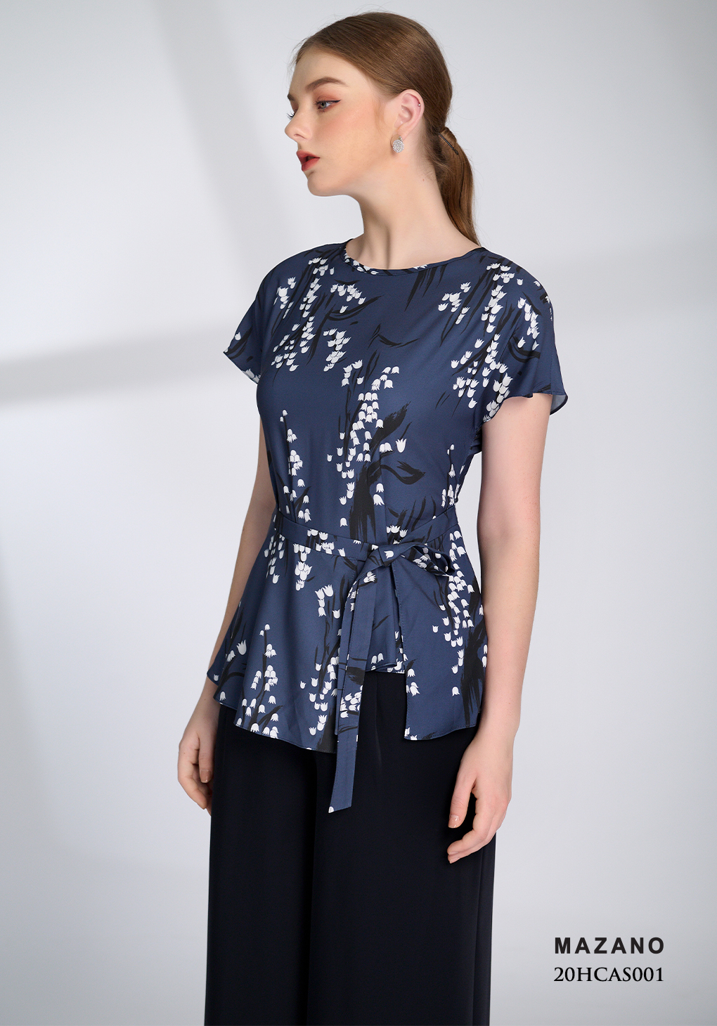 Áo lụa mullet xanh họa tiết thắt đai_thumbnail_4