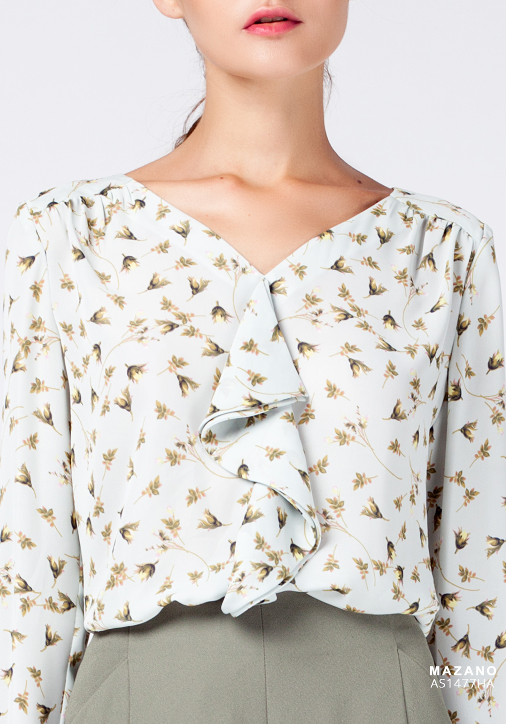 Áo sơ mi hoa bèo ngực cổ V dài tay_thumbnail_4